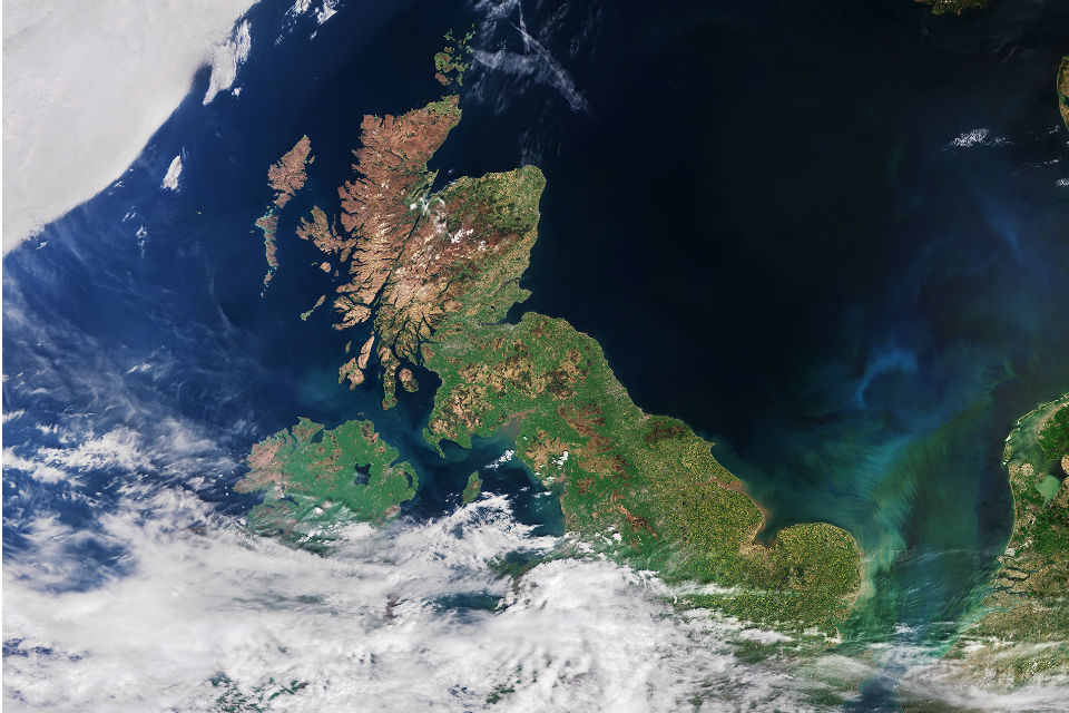 Satellite image of the United Kingdom