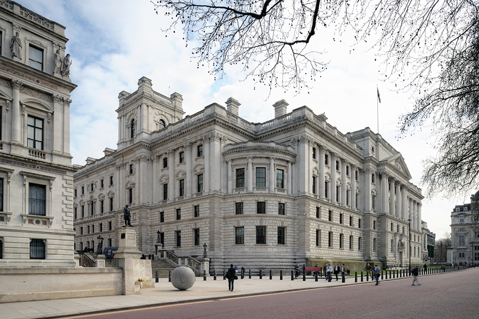 Exterior shot of the Treasury building