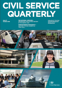 Front cover of Civil Service Quarterly 21, with a collage of images illustrating articles in the magazine.