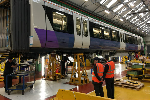 Train carriage for the Elizabeth Line (Crossrail) undergoing tests