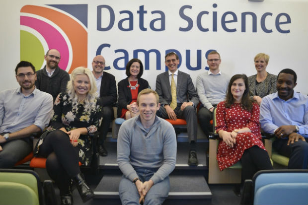 John Pullinger with a group of graduating data science apprentices at the Data Science Campus