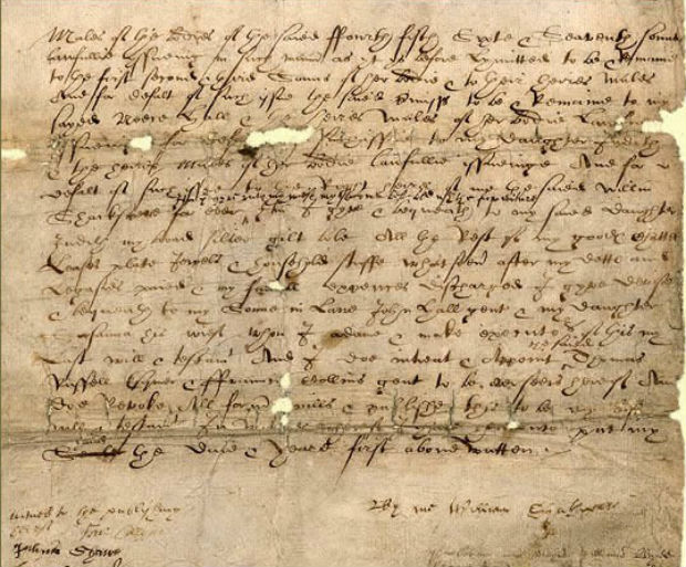 Detail from the will of William Shakespeare