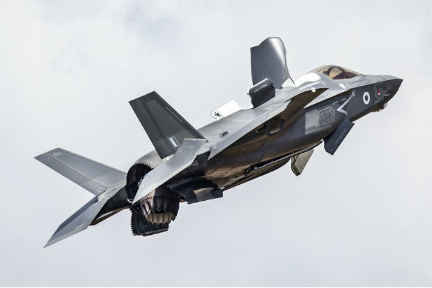 A UK F-35B Lightning (II) military aircraft in flight