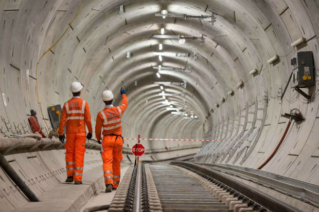 View inside a tunnel on the Elizabeth Line