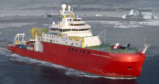 Research vessel the RRS Sir David Attenborough on deployment in the Antarctic